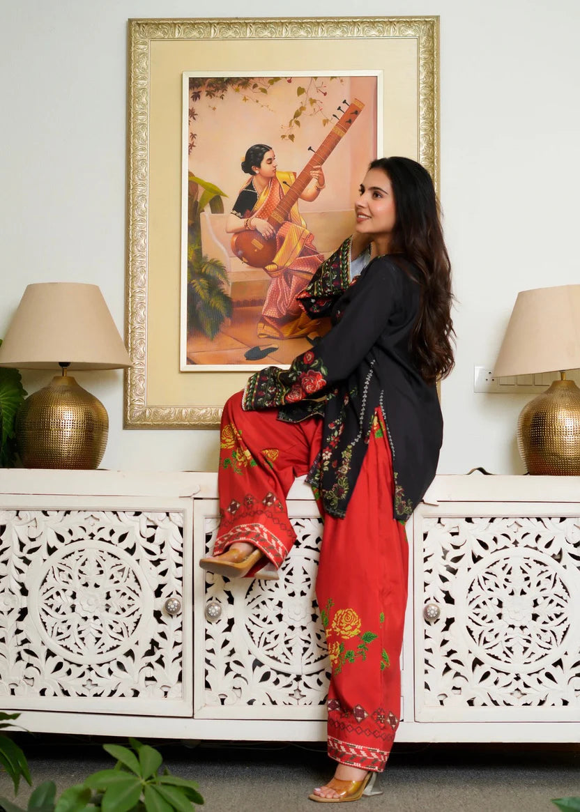 ETHNIC (BLACK & RED STITCHED 2PC)
