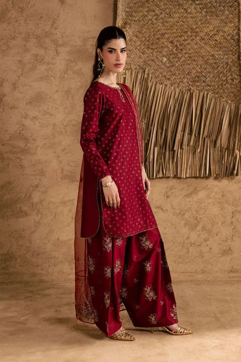 Maroon Majesty Embroided (Stitched 3 PCS)