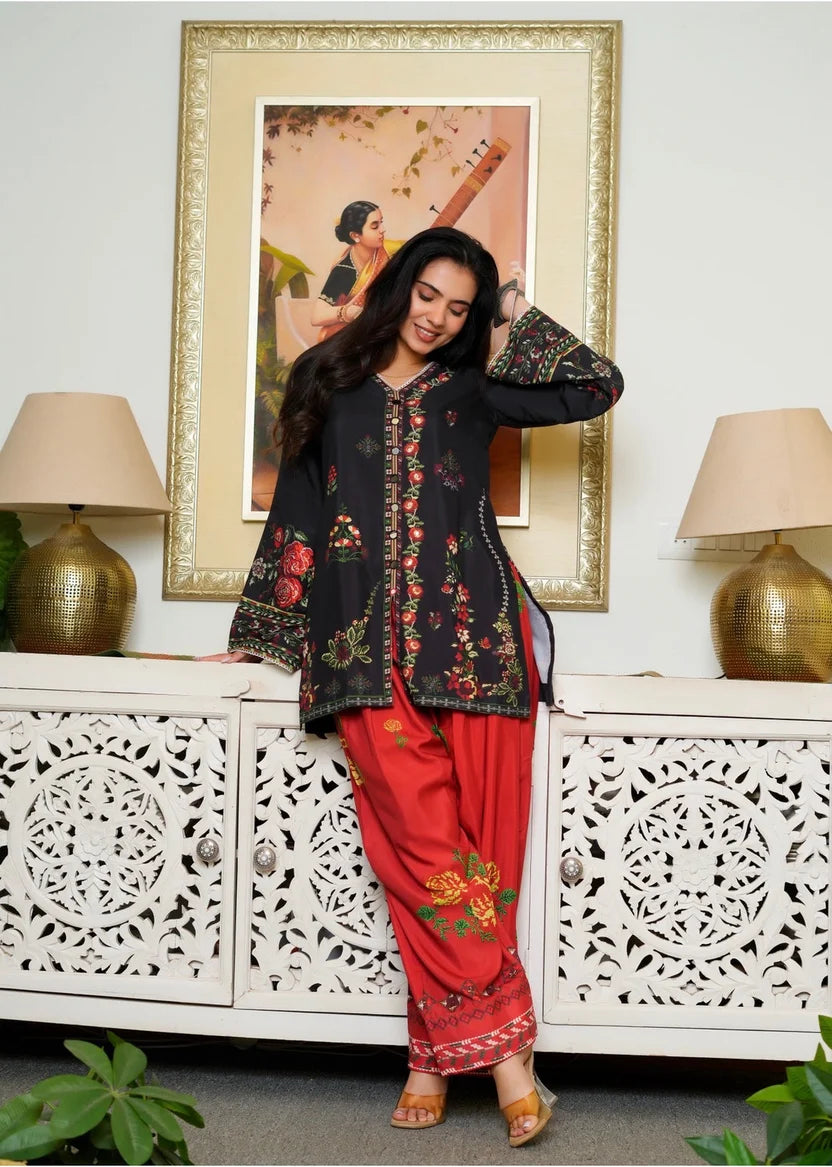 ETHNIC (BLACK & RED STITCHED 2PC)