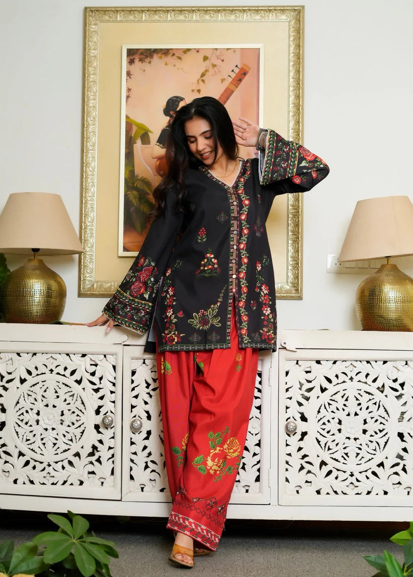 ETHNIC (BLACK & RED STITCHED 2PC)