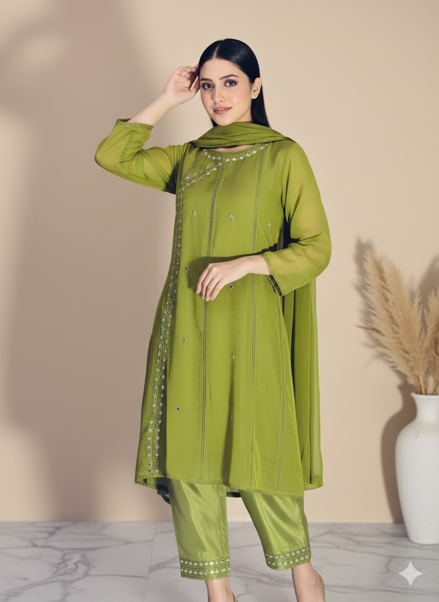 Mahnoor SeaGreen (Stitched 3 Pcs)