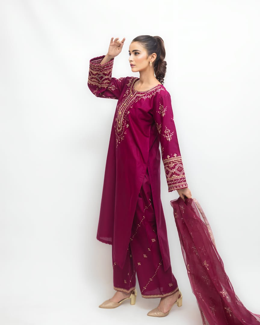 Tea Pink (Stitched 3 Pcs)