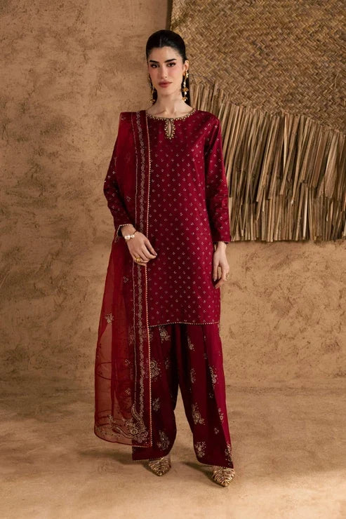 Maroon Majesty Embroided (Stitched 3 PCS)